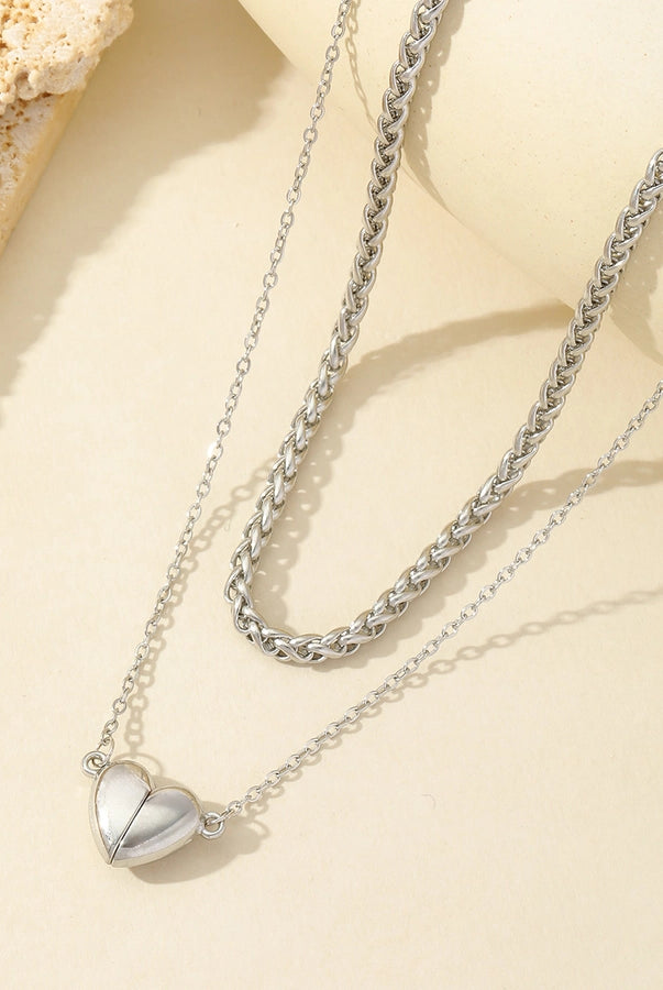 Heartfelt Love Romantic Heart-Shaped Double Layer Necklace – 18K Gold-Plated Stainless Steel-Bijou Crush