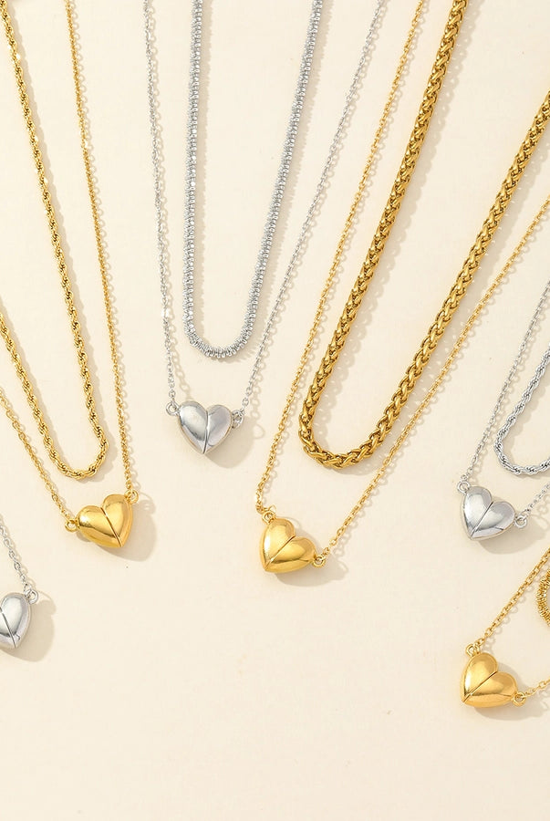 Heartfelt Love Romantic Heart-Shaped Double Layer Necklace – 18K Gold-Plated Stainless Steel-Bijou Crush