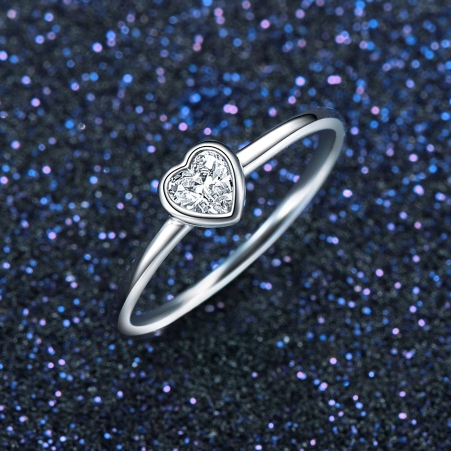 Sparkly Heart Vibes Sterling Silver Ring - 925 Sterling Silver-Bijou Crush