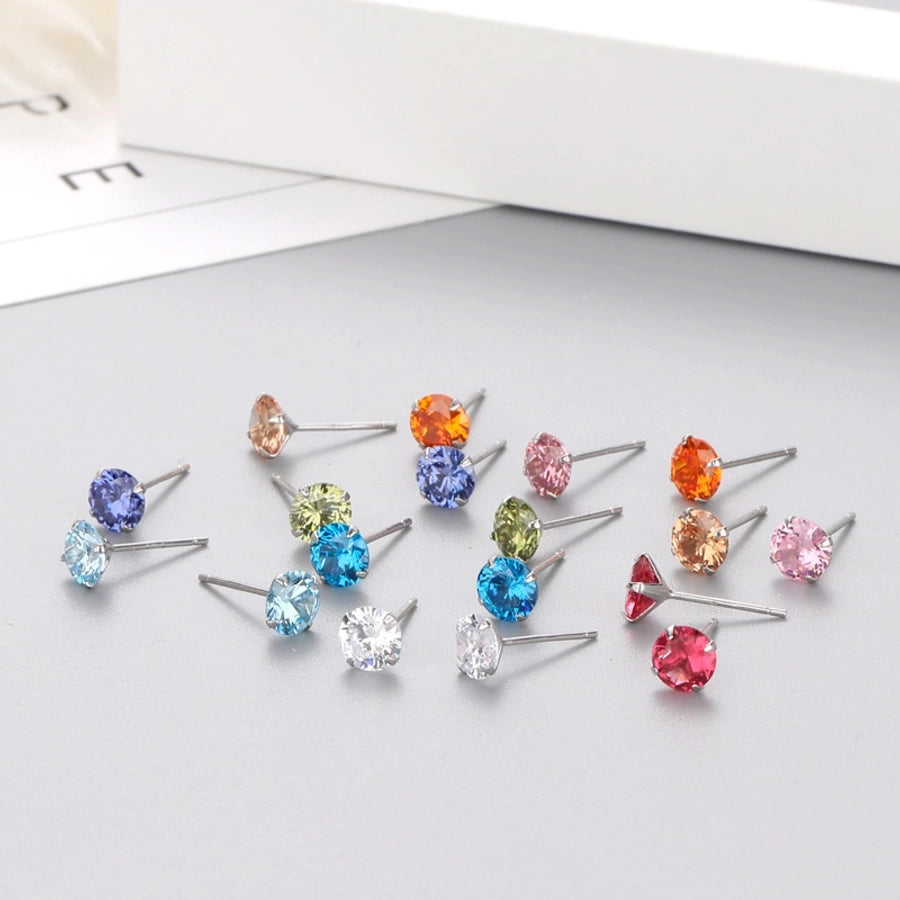 Classic Zircon Round Stud Earrings – 925 Sterling Silver-Bijou Crush