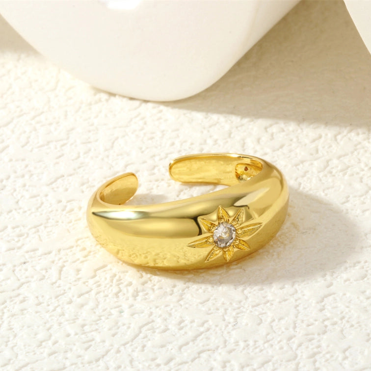 Geometric Copper Zircon Ring – 18K Gold Plated-Bijou Crush