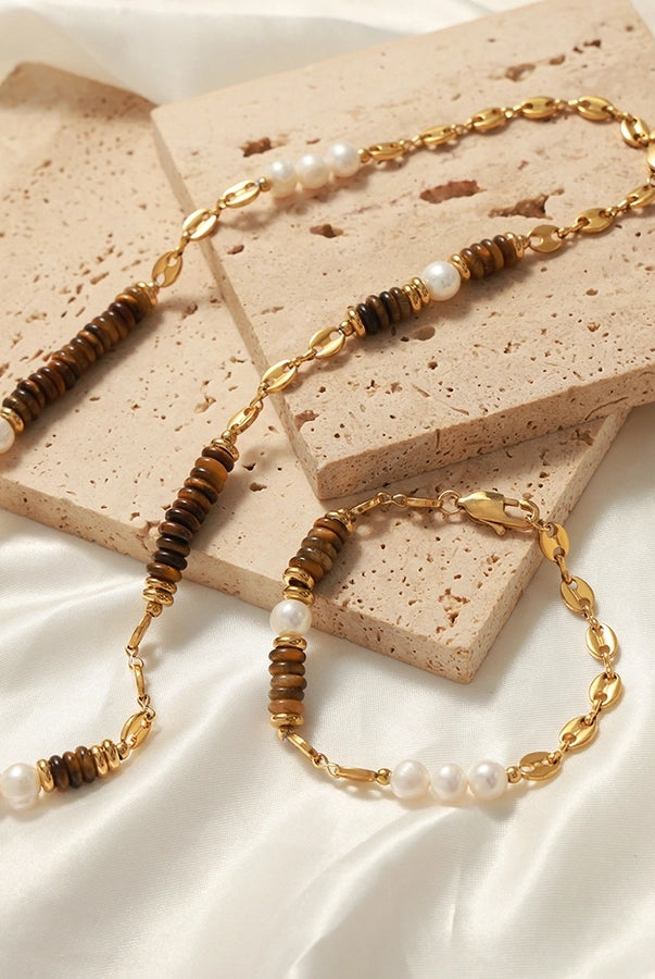 Bold Blend Set – Chic Color Block Bracelet & Necklace Combo-Bijou Crush