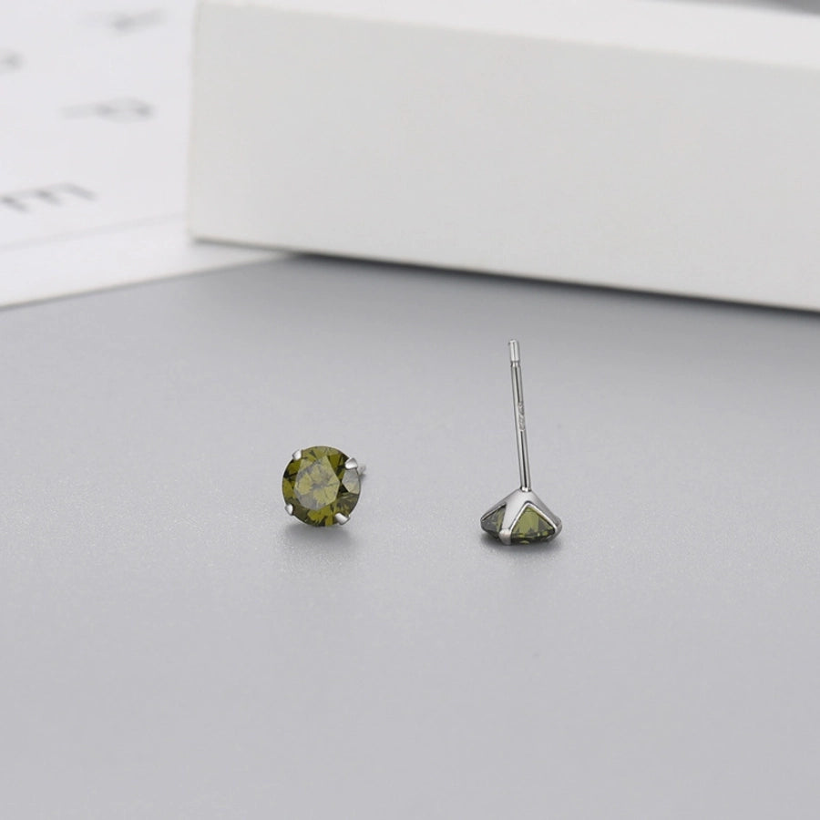 Classic Zircon Round Stud Earrings – 925 Sterling Silver-Bijou Crush