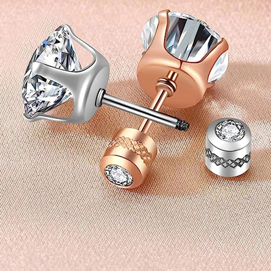 Round Inlay 304 Stainless Steel Zircon 18K Gold-Plated Earrings – Timeless Elegance-Bijou Crush