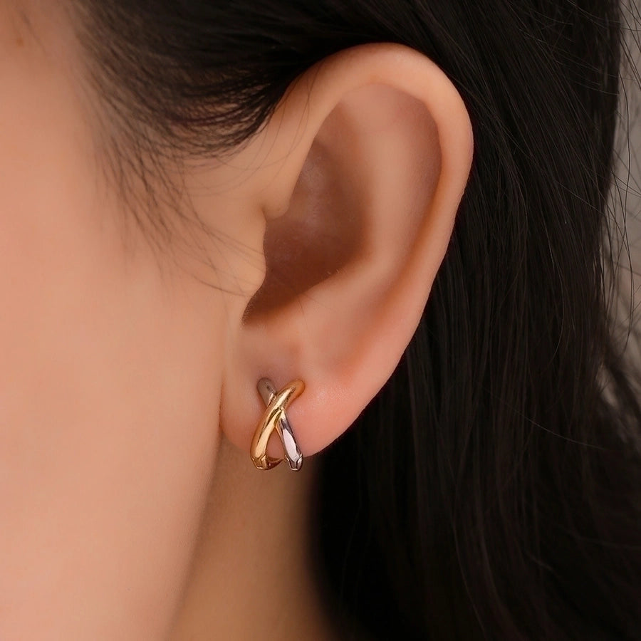 Timeless Color Block Studs – Copper & Gold-Plated Classic Ear Accessories-Bijou Crush