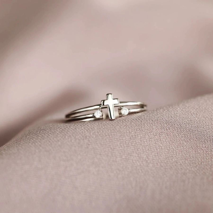 Cross It Off 925 Sterling Silver Geometric Open Ring-Bijou Crush