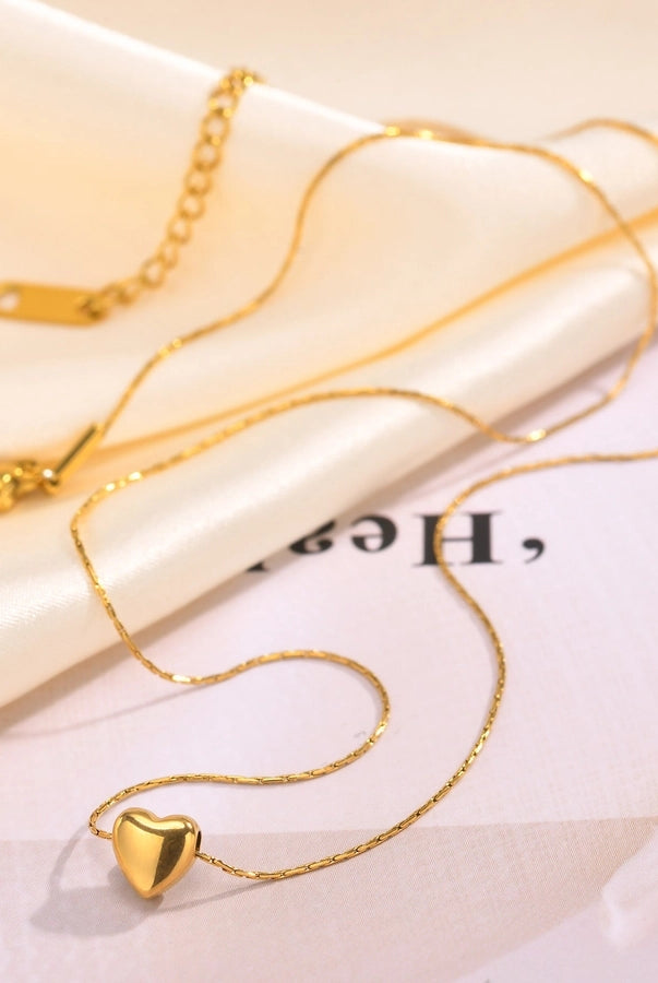 18K Gold Sweetheart Pendant - Stainless Steel Drip with Major Heart Energy-Bijou Crush