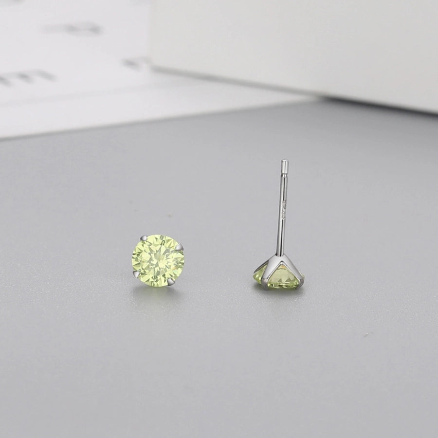 Classic Zircon Round Stud Earrings – 925 Sterling Silver-Bijou Crush
