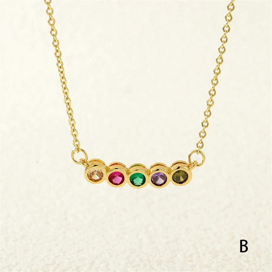 Round Zircon Pendant Necklace – 18K Gold-Plated Copper Elegance-Bijou Crush