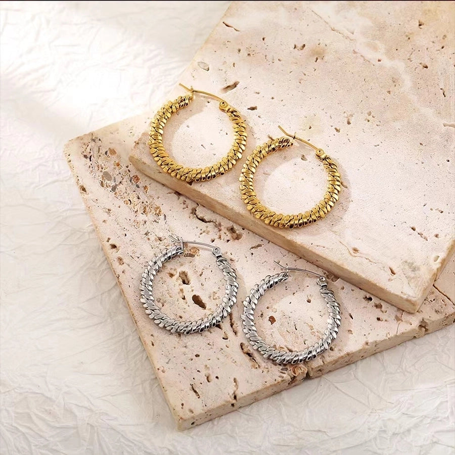 Chic 18K Gold-Plated Stainless Steel Round Earrings – Effortlessly Sleek-Bijou Crush