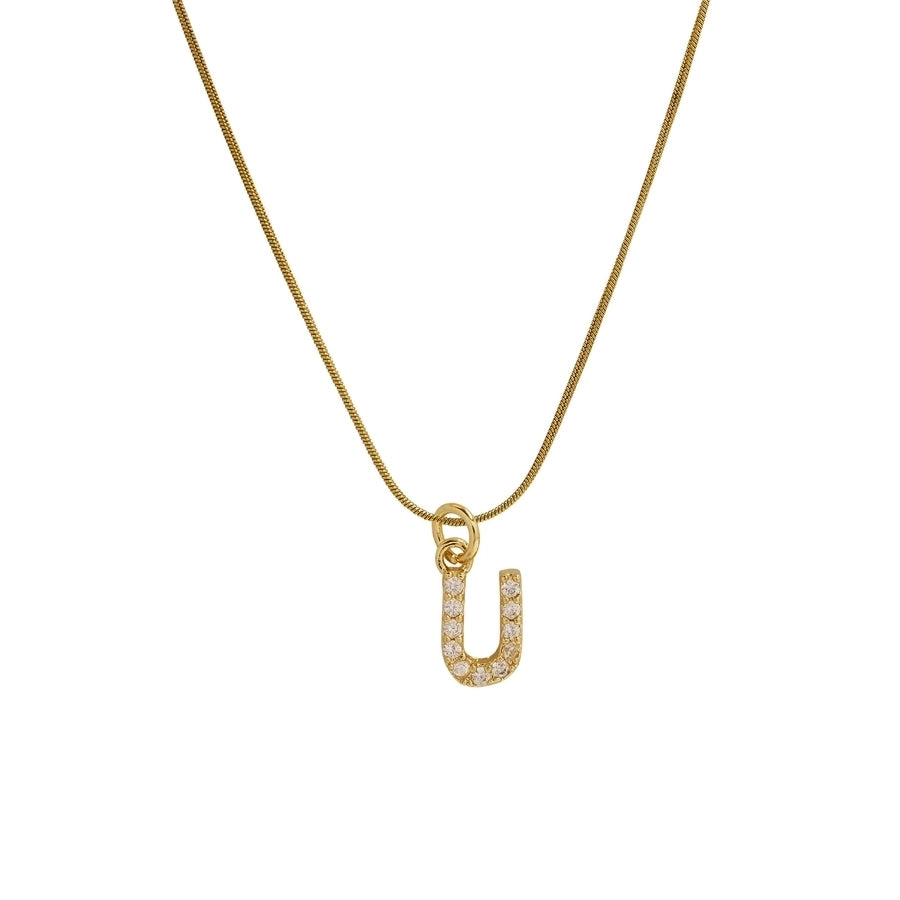 Blingy Letter Charm Snatched Snake Chain Necklace-Bijou Crush