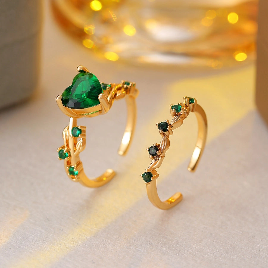 Vintage Heart Zircon Open Ring-Bijou Crush