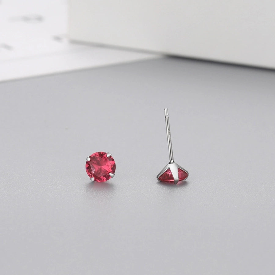 Classic Zircon Round Stud Earrings – 925 Sterling Silver-Bijou Crush