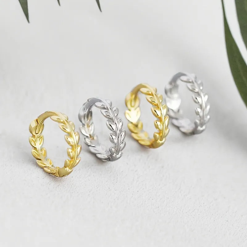 Gold & White Gold Plated 925 Sterling Silver Leaf Earrings-Bijou Crush