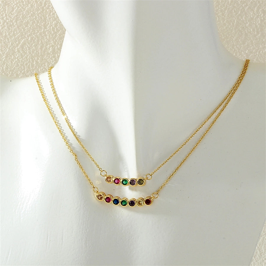 Round Zircon Pendant Necklace – 18K Gold-Plated Copper Elegance-Bijou Crush