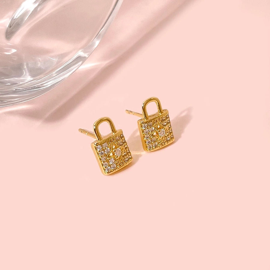 Lock & Key Zircon Studs-Bijou Crush