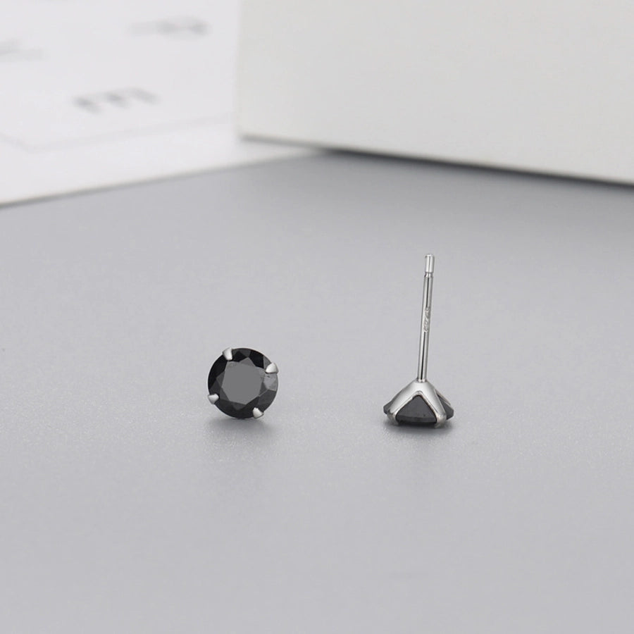 Classic Zircon Round Stud Earrings – 925 Sterling Silver-Bijou Crush