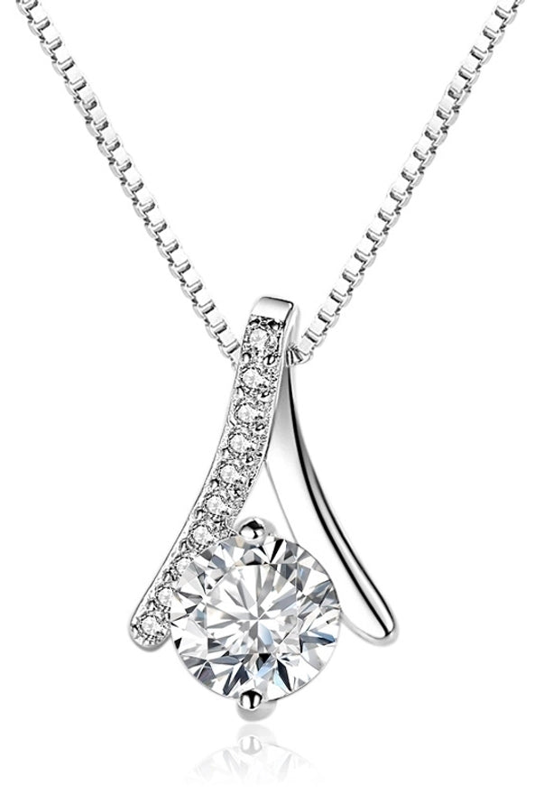 Geo Sparkle Pendant – 925 Sterling Silver with Zircon Inlay Necklace-Bijou Crush