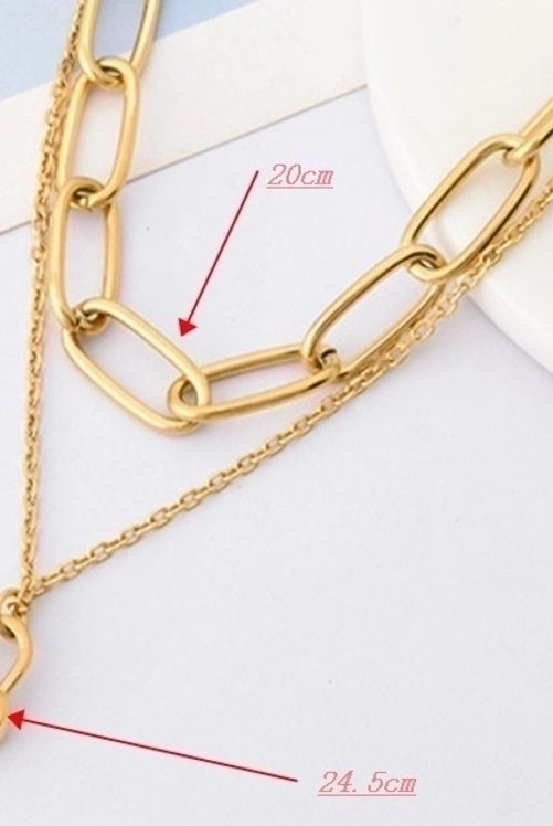 304 Stainless Steel 18K Gold Plated Hip-Hop Inlaid Gold Heart Necklace-Bijou Crush