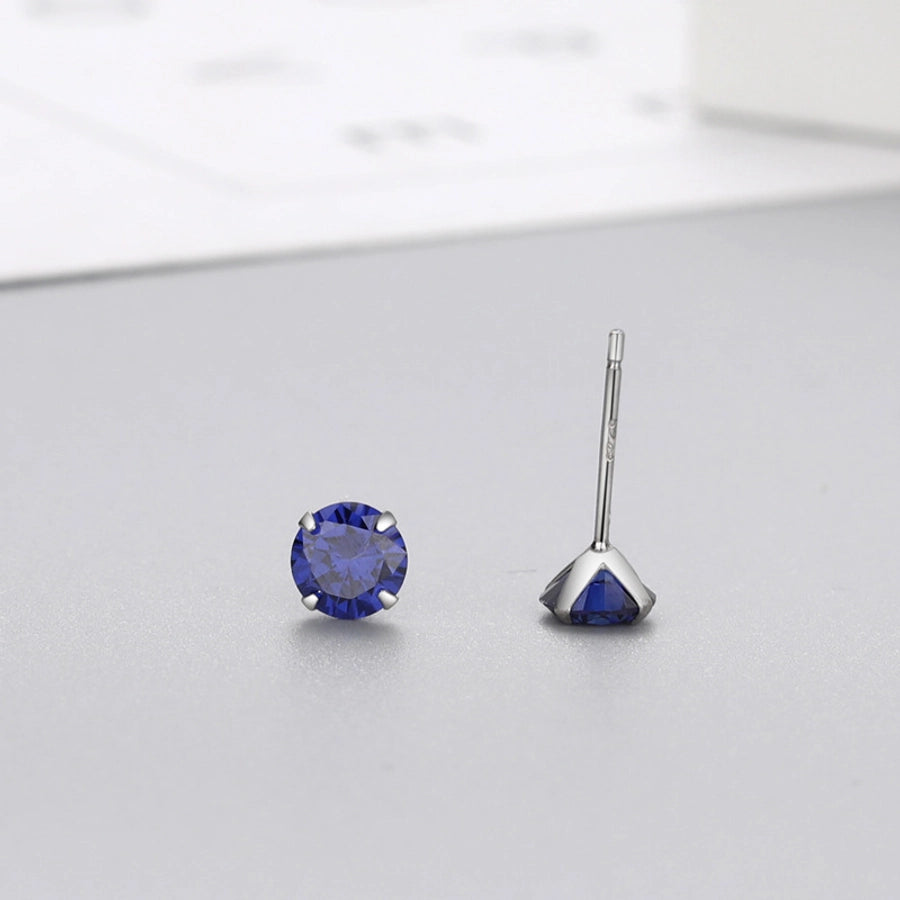 Classic Zircon Round Stud Earrings – 925 Sterling Silver-Bijou Crush