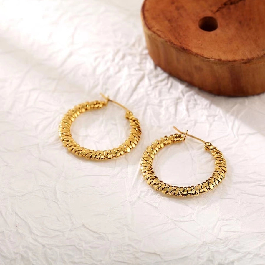 Chic 18K Gold-Plated Stainless Steel Round Earrings – Effortlessly Sleek-Bijou Crush