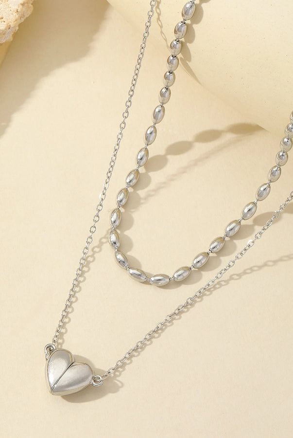 Heartfelt Love Romantic Heart-Shaped Double Layer Necklace – 18K Gold-Plated Stainless Steel-Bijou Crush