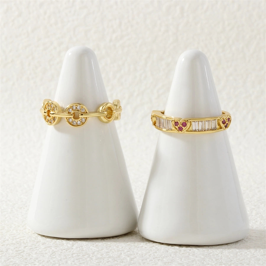 Geometric Copper Zircon Ring – 18K Gold Plated-Bijou Crush