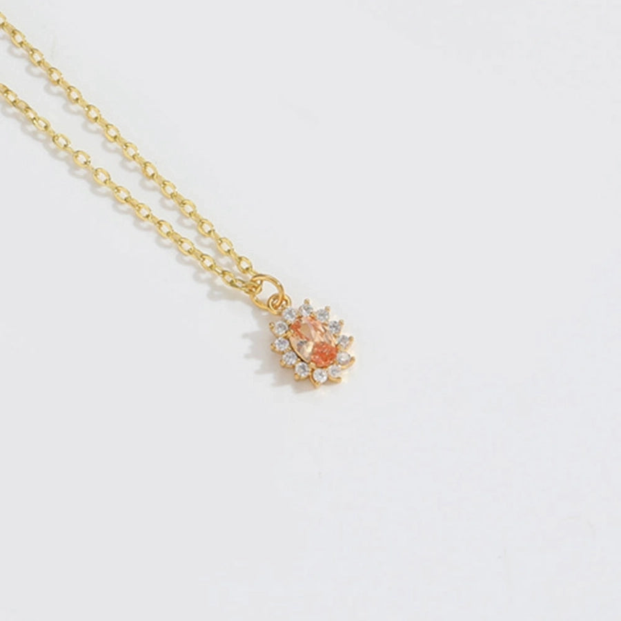 Oval Sparkle Necklace with 14K Gold-Plated Copper Cable Chain-Bijou Crush