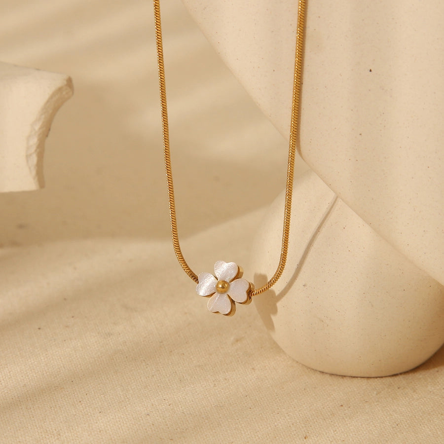 Sweet Style Color Flower 304 Stainless Steel Acrylic 18K Gold Plated Bracelet Necklace-Bijou Crush