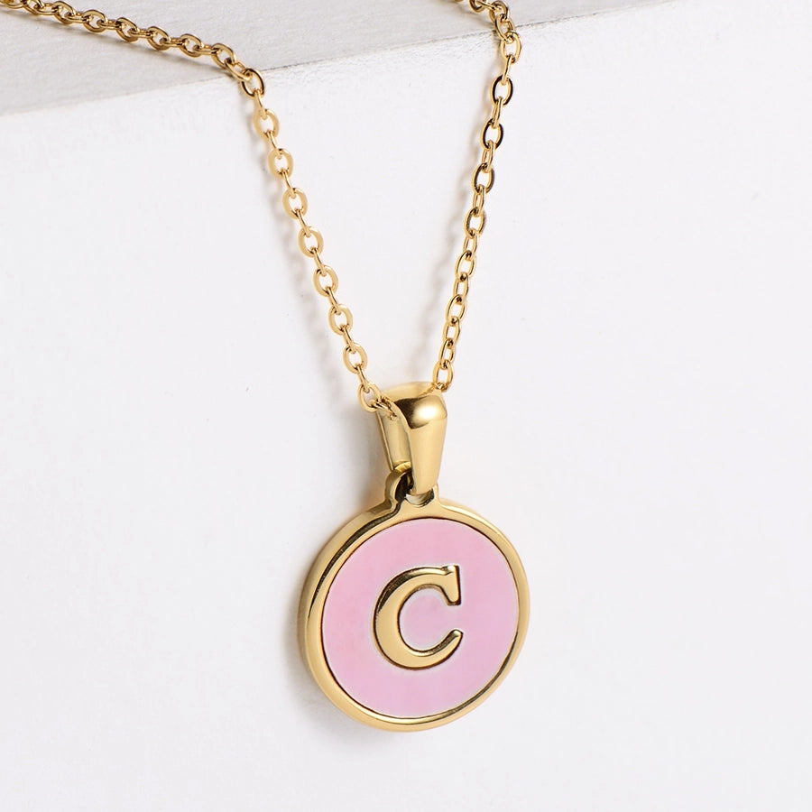 304 Stainless Steel 18K Gold Plated Fashion Plating Letter Shell Pendant Necklace-Bijou Crush
