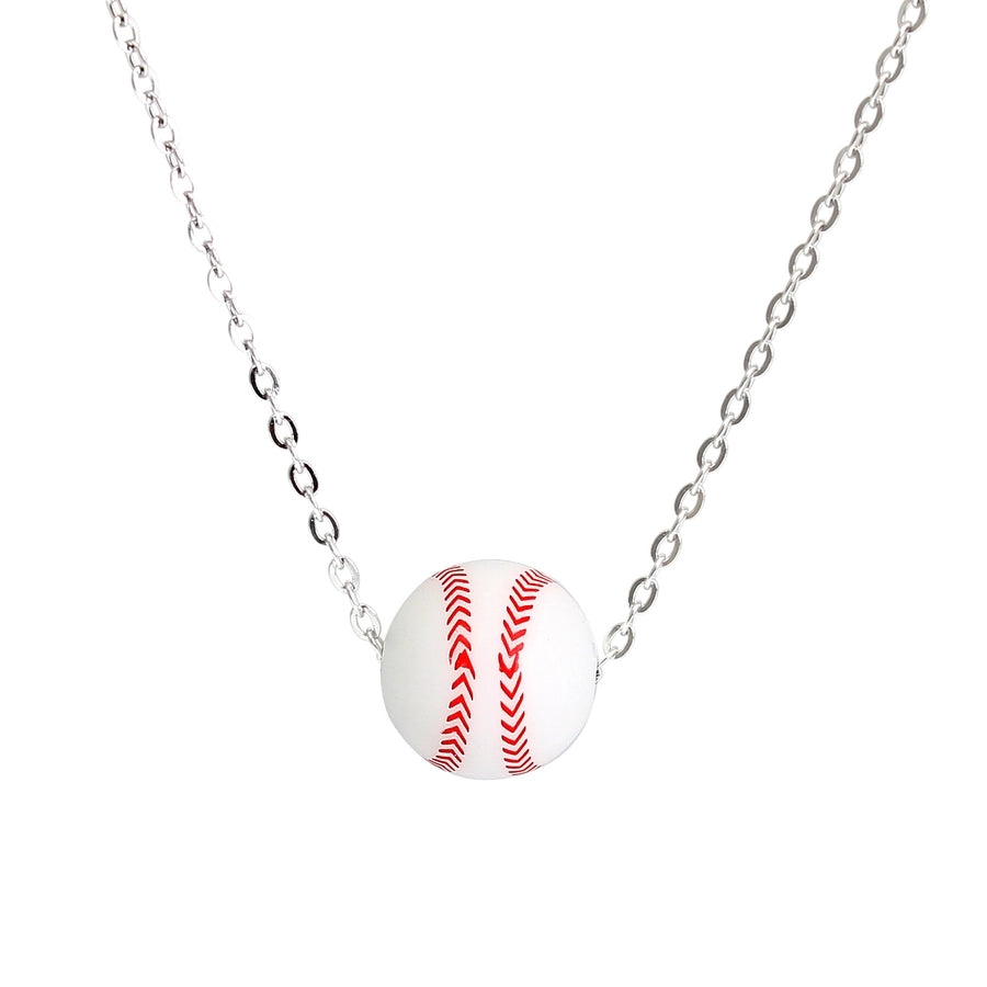 Simple Style Basketball 304 Stainless Steel Silica Gel Pendant Necklace-Bijou Crush