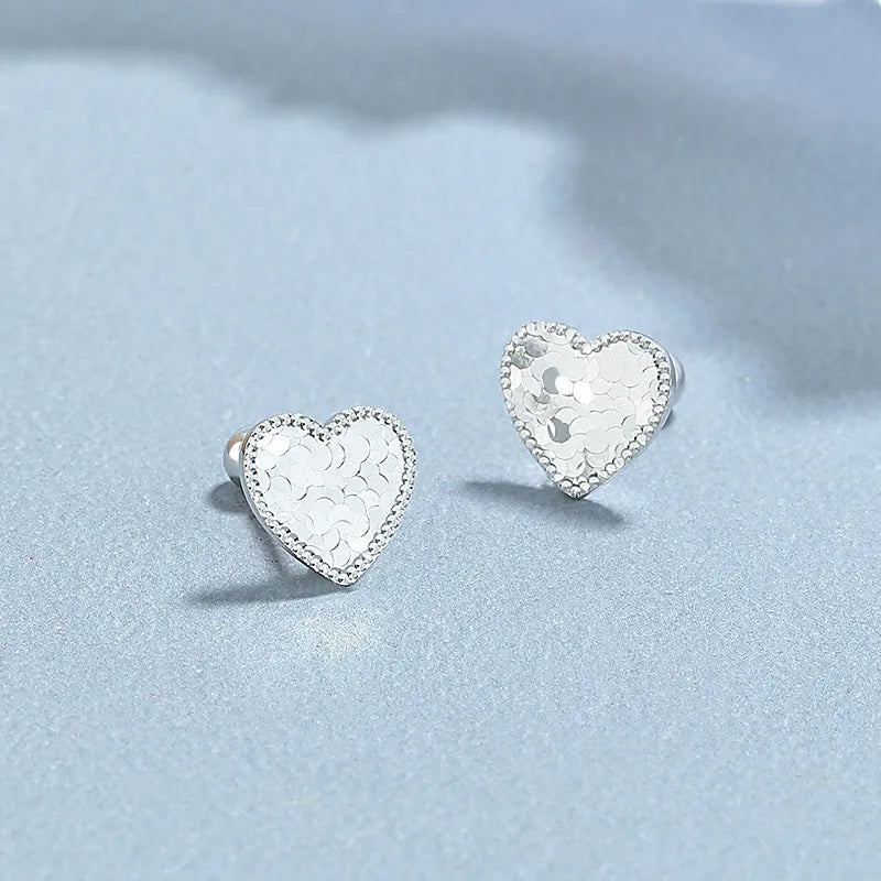 925 Sterling Silver Heart Shape Screw Back Stud Earrings-Bijou Crush