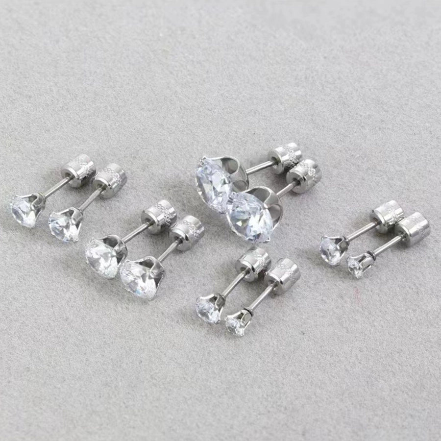 Round Inlay 304 Stainless Steel Zircon 18K Gold-Plated Earrings – Timeless Elegance-Bijou Crush