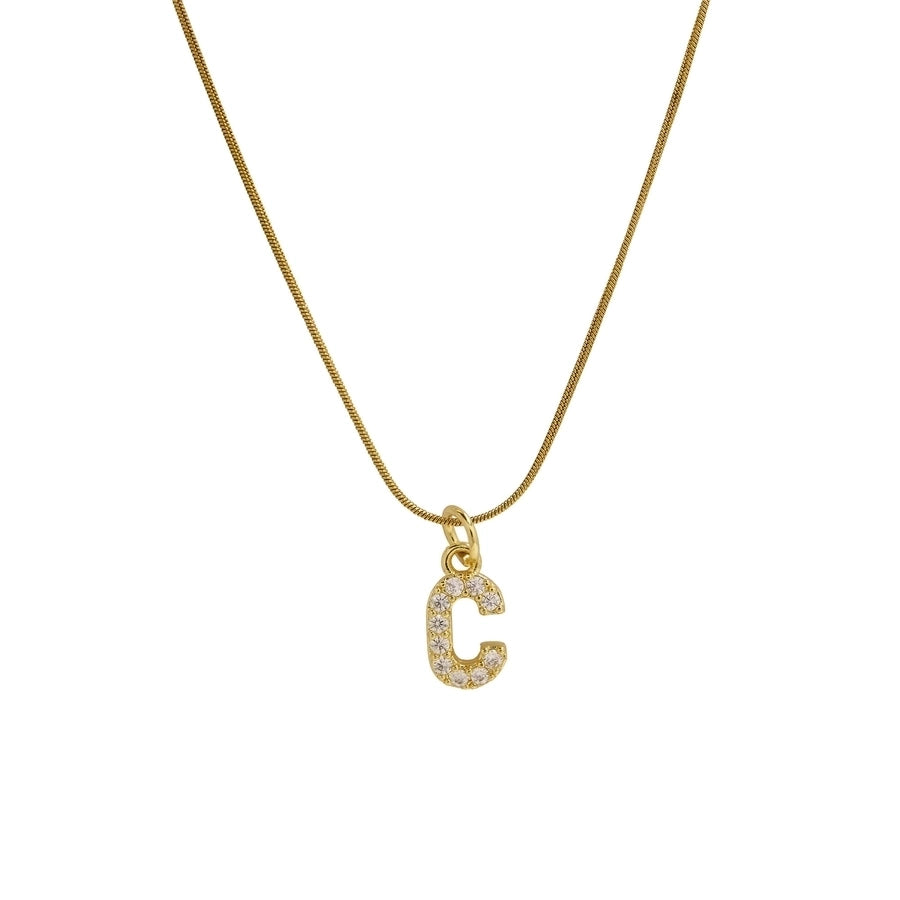 Blingy Letter Charm Snatched Snake Chain Necklace-Bijou Crush