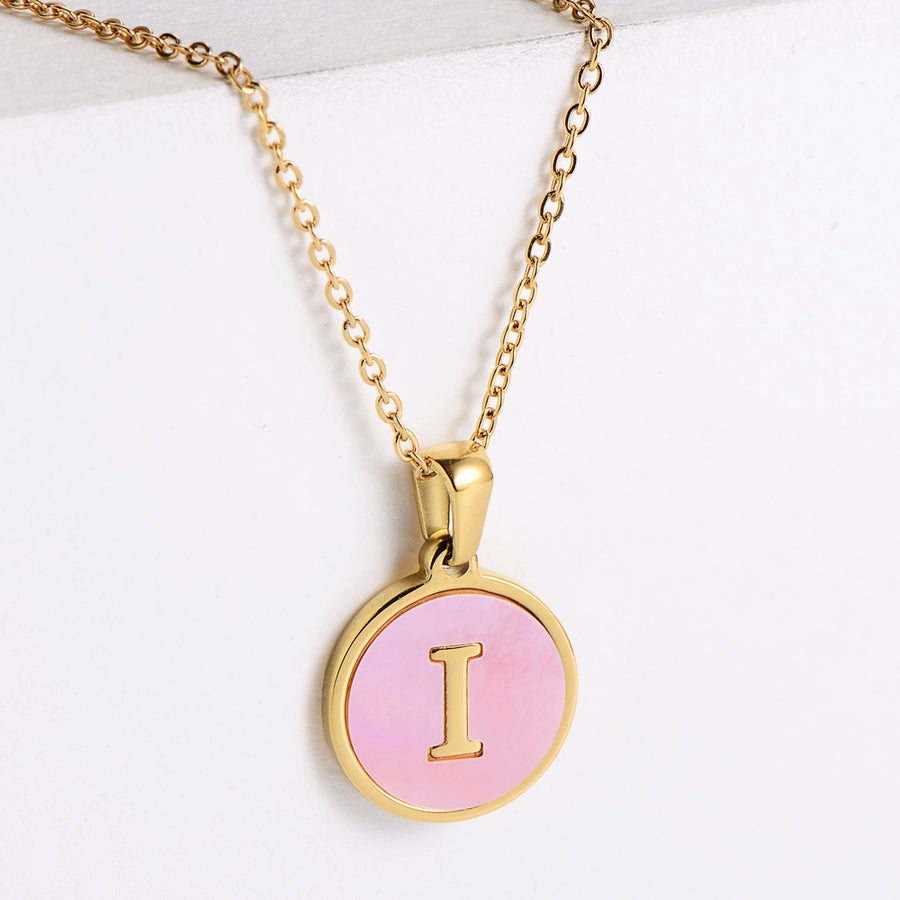 304 Stainless Steel 18K Gold Plated Fashion Plating Letter Shell Pendant Necklace-Bijou Crush