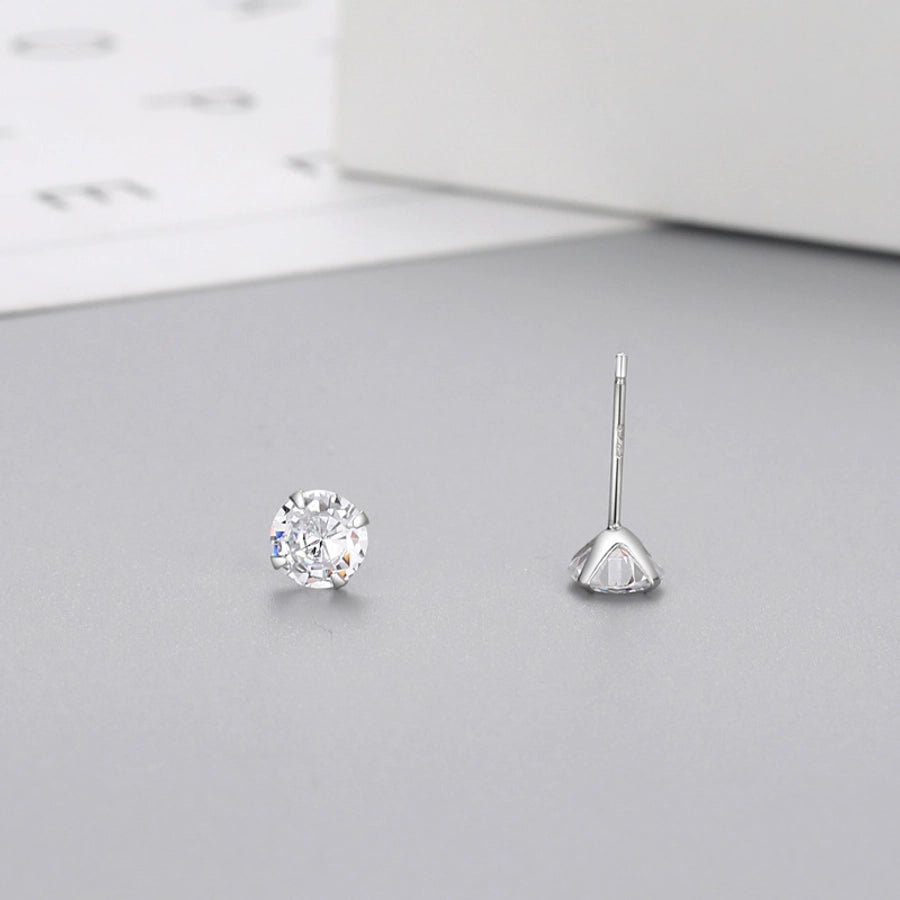 Classic Zircon Round Stud Earrings – 925 Sterling Silver-Bijou Crush