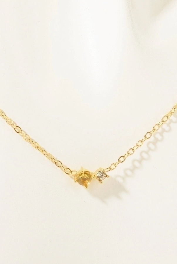 Retro Vibes Pendant Necklace - 18K Gold-Plated Stainless Steel with Sparkly Zircon-Bijou Crush