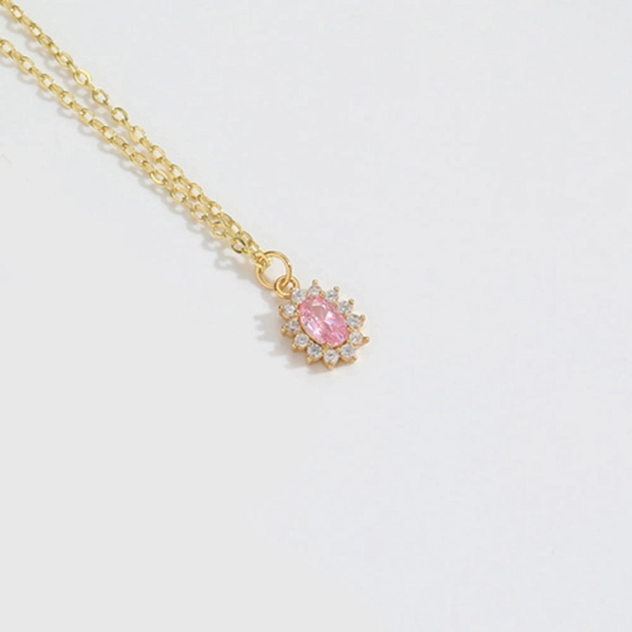 Oval Sparkle Necklace with 14K Gold-Plated Copper Cable Chain-Bijou Crush