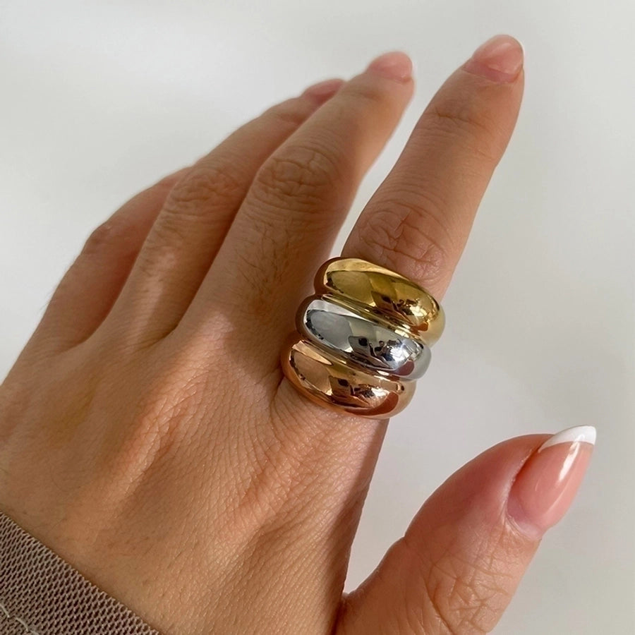 Nordic Style Exaggerated Color Block 316 Stainless Steel 18K Gold Plated Irregular Rings-Bijou Crush