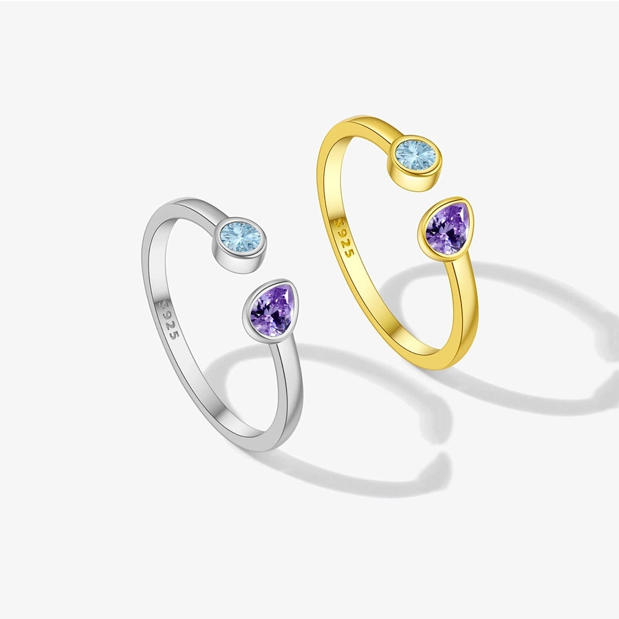 Shine On 18K Gold Plated & White Gold Plated Zircon Geometric Open Ring-Bijou Crush