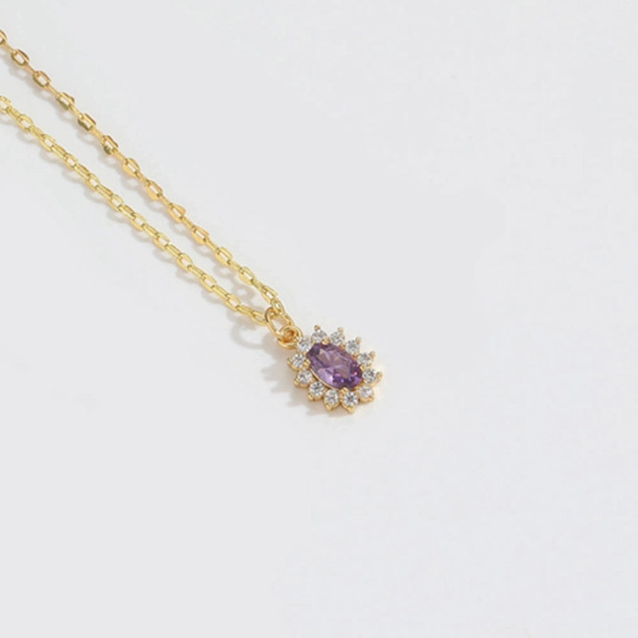 Oval Sparkle Necklace with 14K Gold-Plated Copper Cable Chain-Bijou Crush