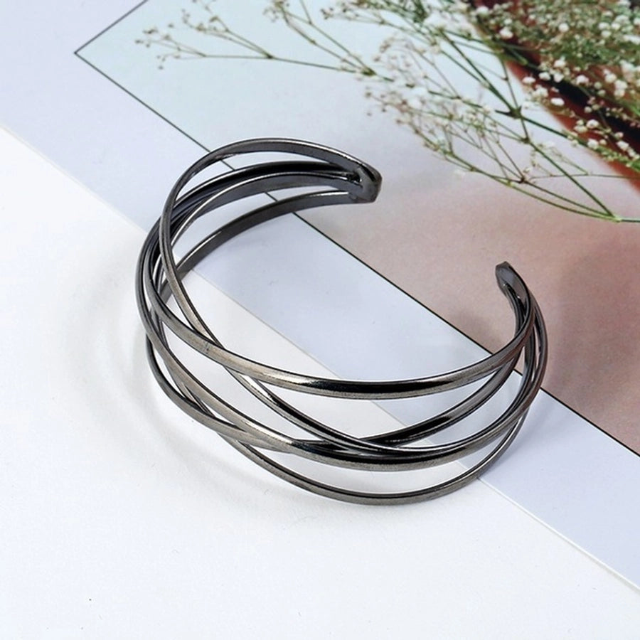 Retro Simple Style Solid Color Iron Women's Bangle Bracelet-Bijou Crush