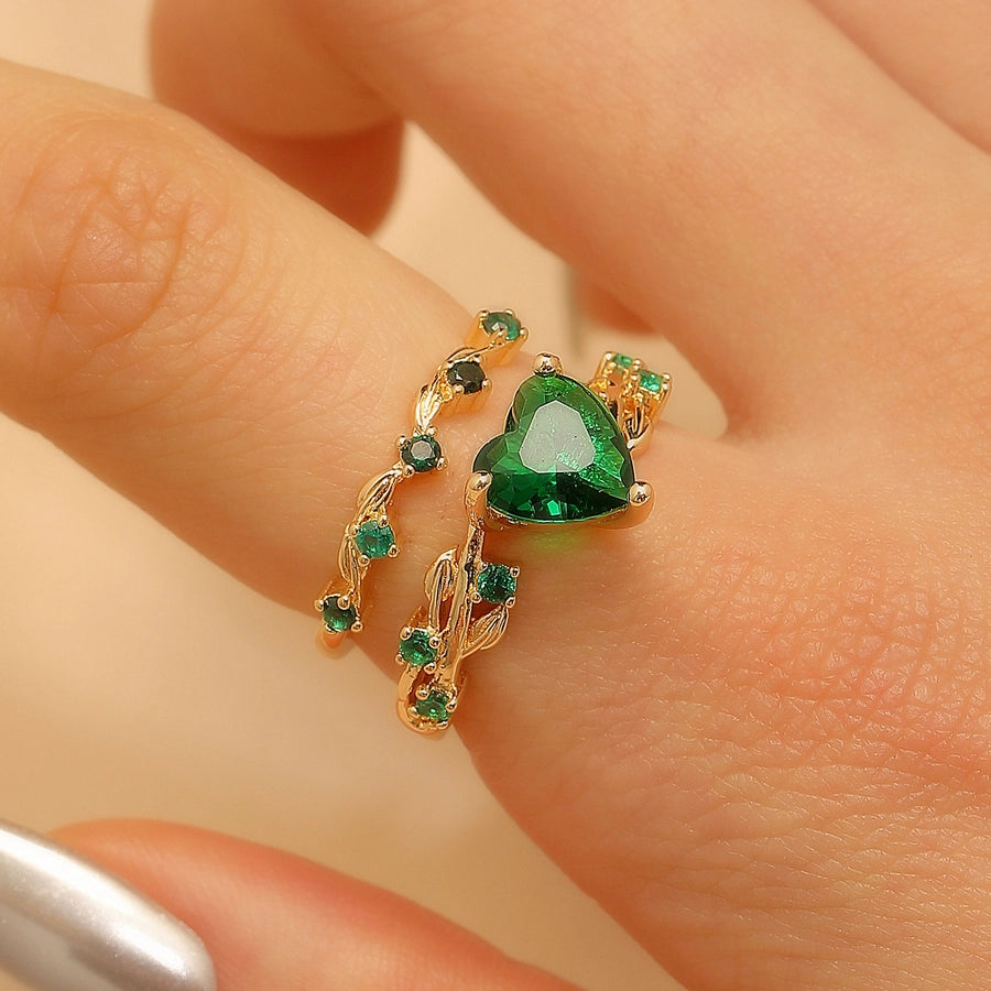 Vintage Heart Zircon Open Ring-Bijou Crush