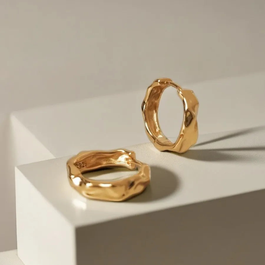 1 Pair 925 Sterling Silver Irregular Solid Color Hoop Earrings-Bijou Crush