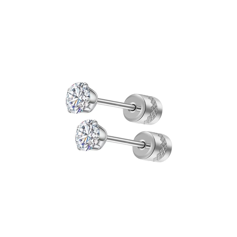 Round Inlay 304 Stainless Steel Zircon 18K Gold-Plated Earrings – Timeless Elegance-Bijou Crush