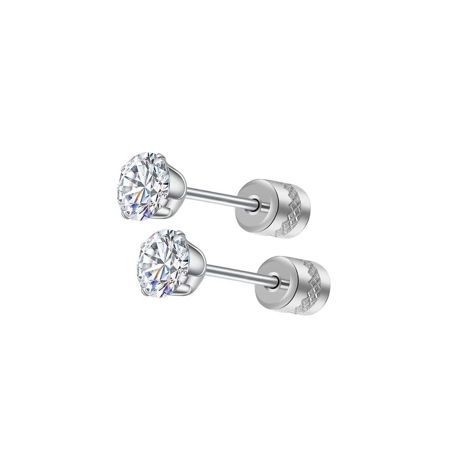 Round Inlay 304 Stainless Steel Zircon 18K Gold-Plated Earrings – Timeless Elegance-Bijou Crush