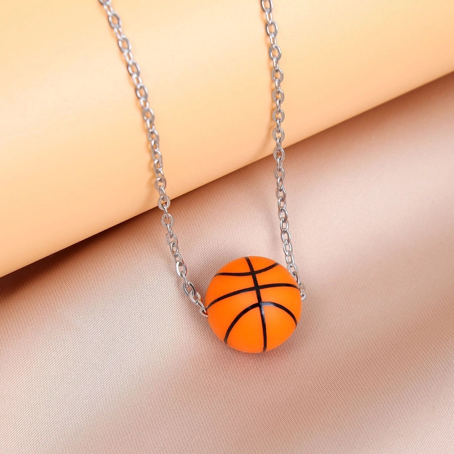 Simple Style Basketball 304 Stainless Steel Silica Gel Pendant Necklace-Bijou Crush