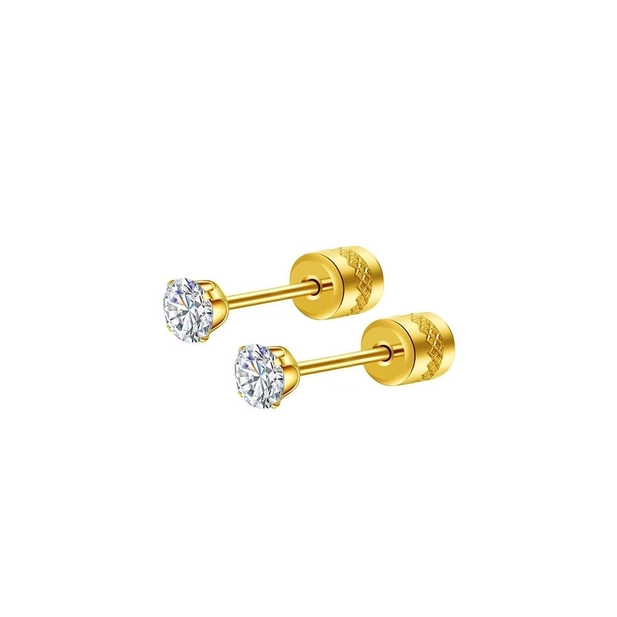 Round Inlay 304 Stainless Steel Zircon 18K Gold-Plated Earrings – Timeless Elegance-Bijou Crush