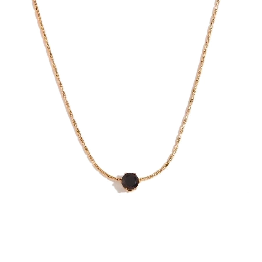 Classic Round Zircon Necklace in 18K Gold-Plated 304 Stainless Steel-Bijou Crush