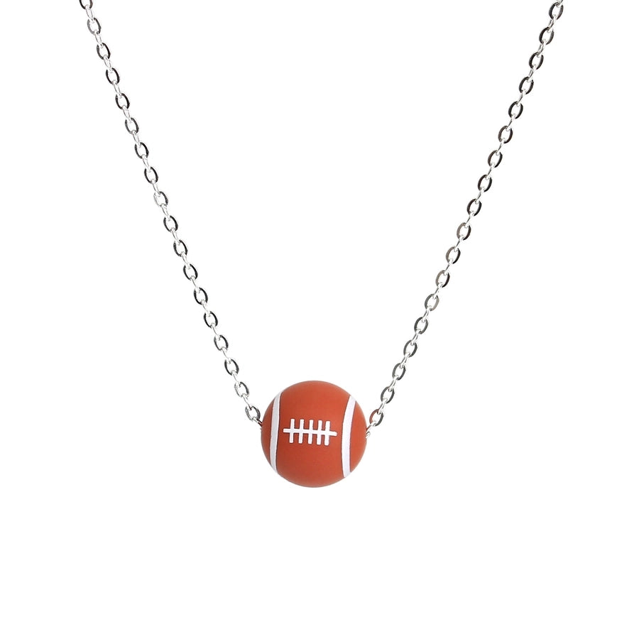 Simple Style Basketball 304 Stainless Steel Silica Gel Pendant Necklace-Bijou Crush